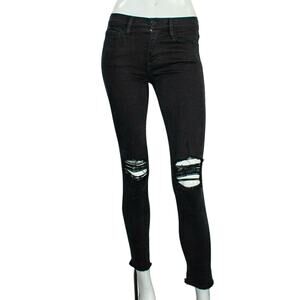FRAME Denim Women's Le Skinny de Jeanne in Ashland Black Ripped knee sz 24